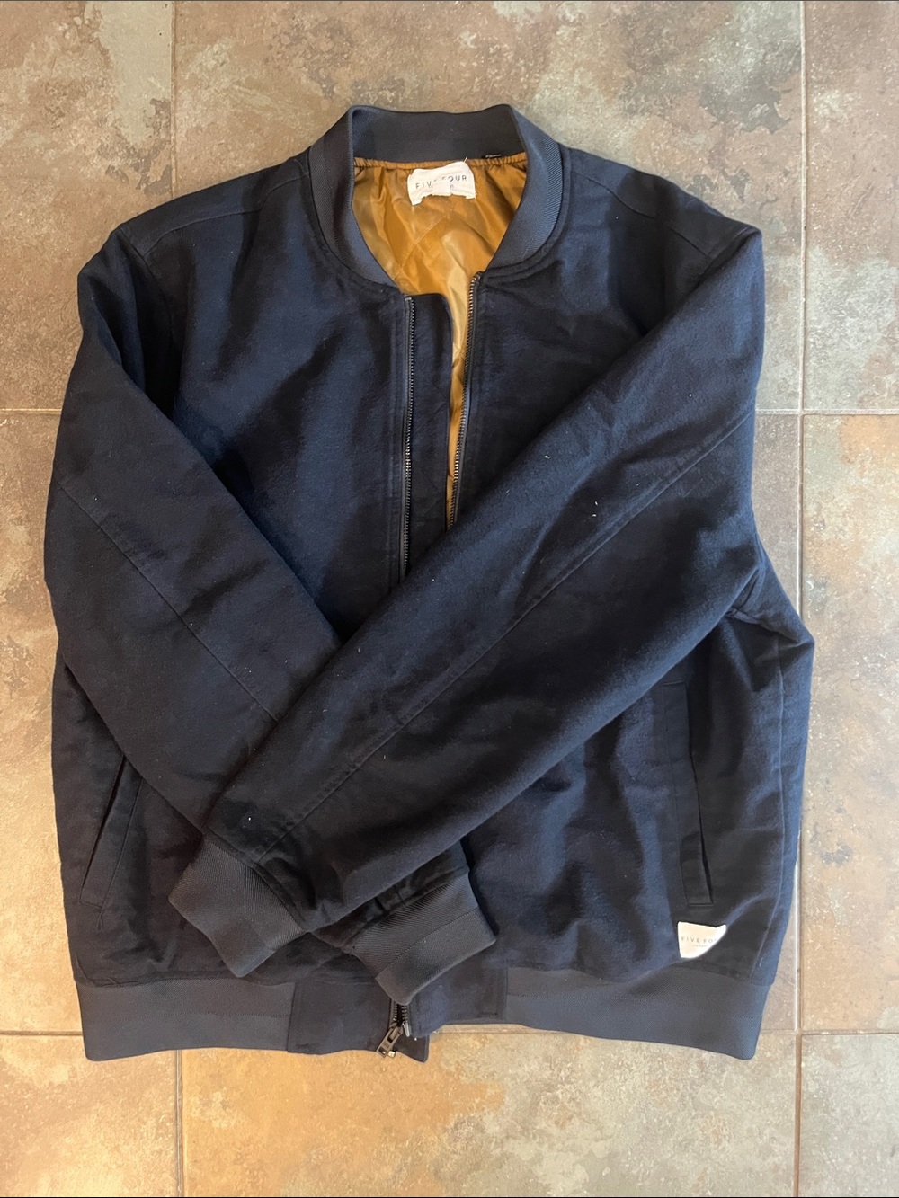 Five Four Navy Bomber Jacket with Mustard Lining